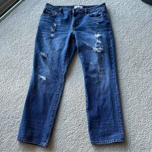 CAbi 100% Boyfriend Jeans Distressing Like New Size 12